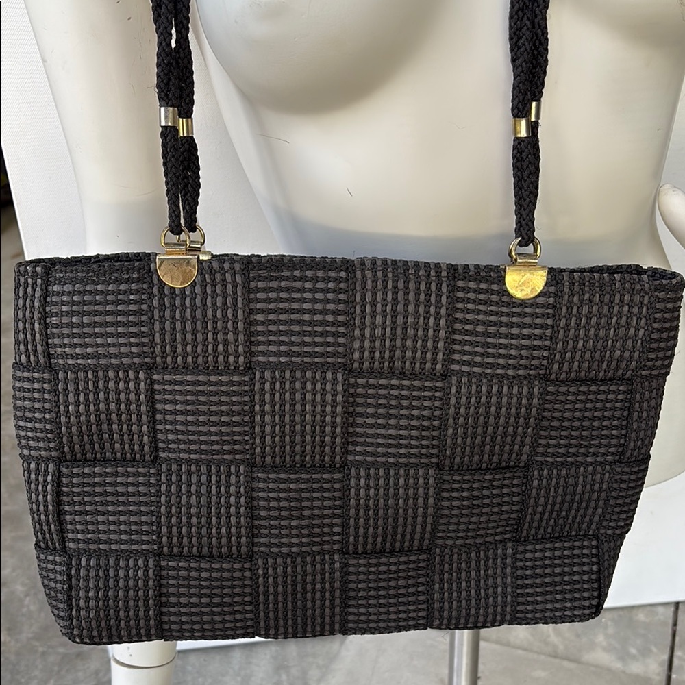 Elegant Black Woven Shoulder Bag